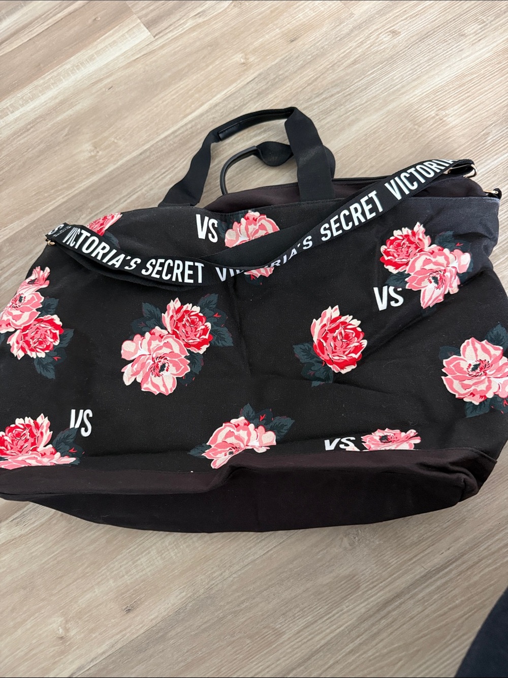 Victoria's Secret Black Floral Weekend Tote